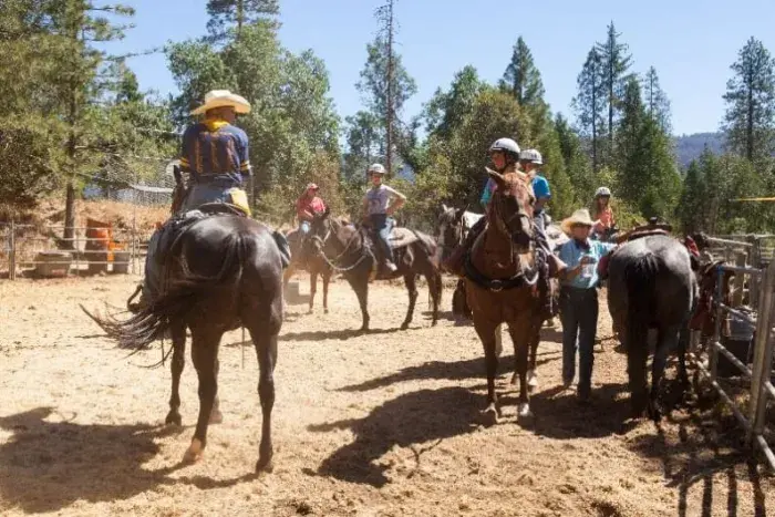 Campers on horses