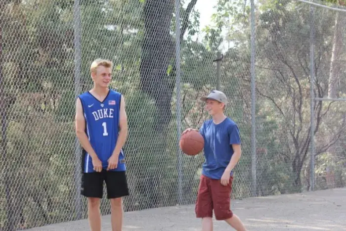 Campers playing basketball