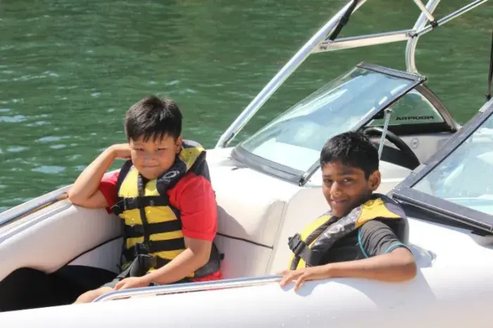 Kids on boat