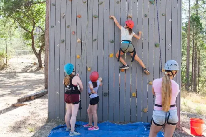 Campers climbing