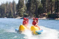 Campers on banana boat