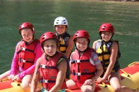 Campers on banana boat