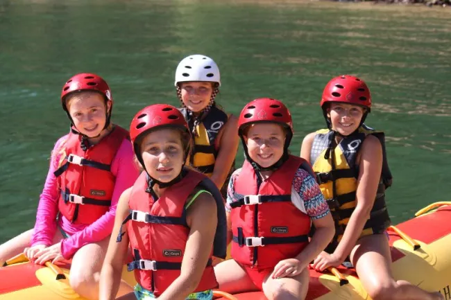 Campers on banana boat