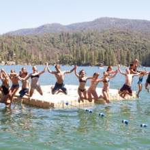 Kids jumping off dock